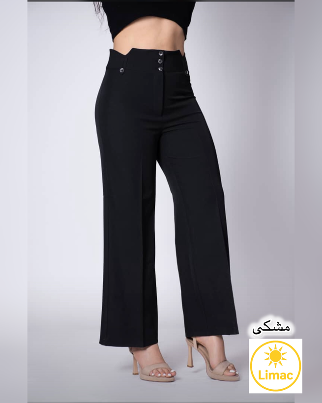 سبک جدید شلوار نیم بگ زنانه فاستونی مشکی