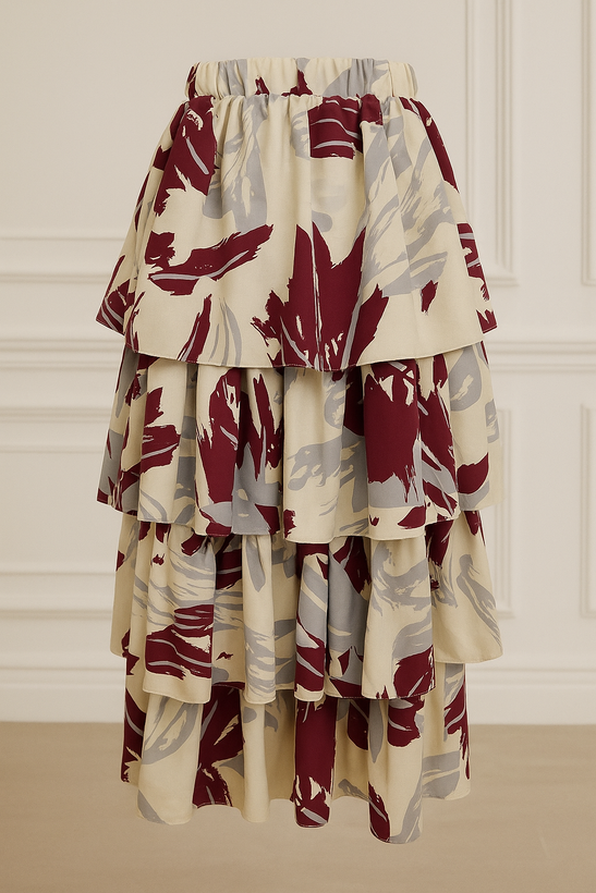 دامن زرشکی طبقه ای