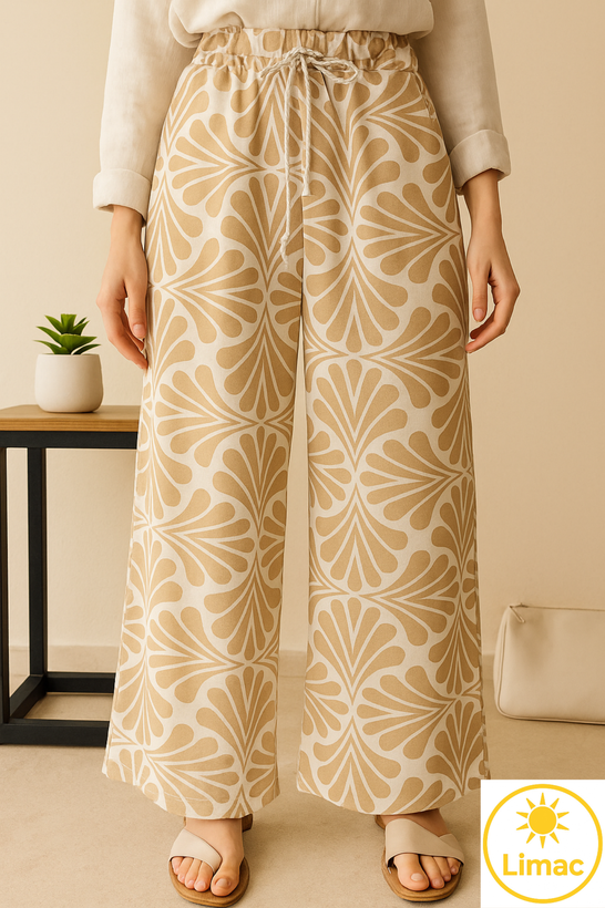 خرید شلوار بگ لینن طرحدار