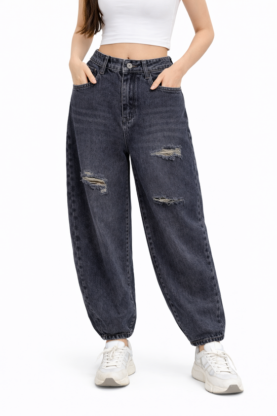 شلوار جین بالنی زنانه زاپ دار