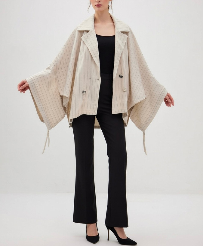 کیفیت و نمای نزدیک پارچه راه راه کت تک زنانه فانتزی