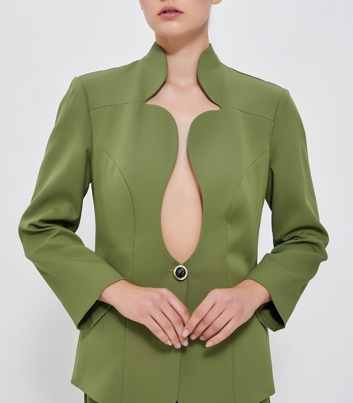 کت زنانه کرپ یقه دالبری جدید