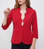 کت زنانه یقه دالبری کرپ رنگ قرمز مدل مجلسی شیک