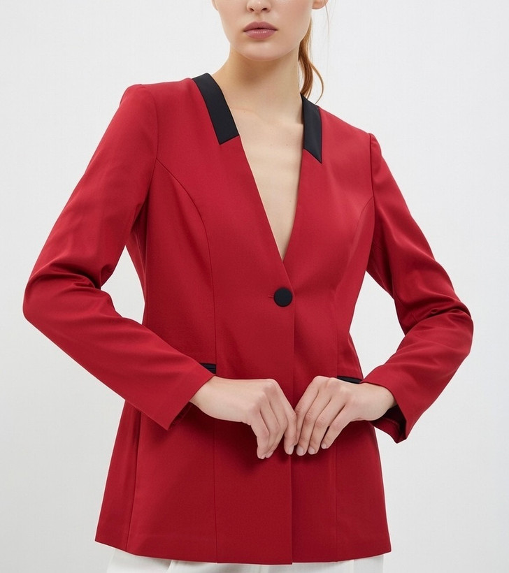 نمای نزدیک از بافت کجراه پارچه داک ویسکوز ترک کت زنانه