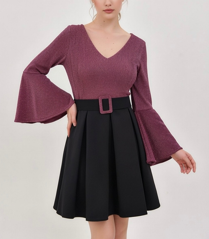 استایل شیک زنانه با پیراهن میدی لمه و کرپ مناسب تالار