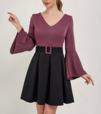 پیراهن مجلسی میدی زنانه ترکیب لمه مشکی و کرپ