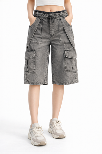 شلوار جین زنانه کاپری قد ۷۰ رنگ طوسی