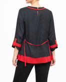 شومیز زنانه حریر سفید با طرح تکگل قرمزروی سینه