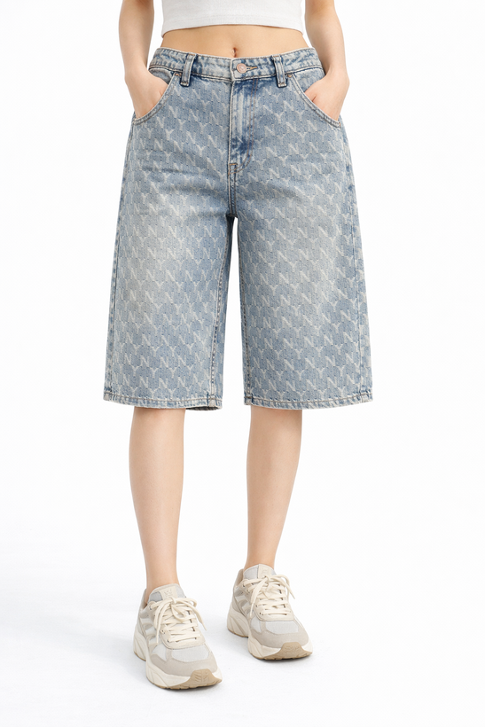 شلوار جین زنانه کاپری قد ۷۰ رنگ آبی روشن