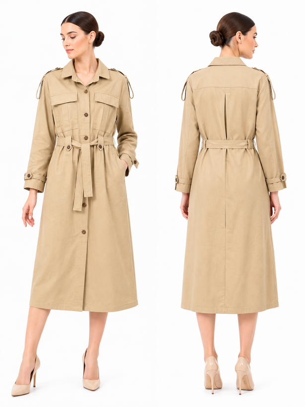 مانتو زنانه کنفی بلند چرمدوزی