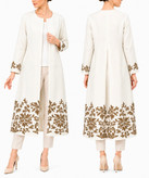مانتو زنانه کنفی بلندچرم دوزی
